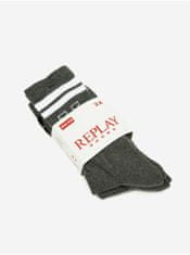 Replay Súprava dvoch párov pánskych ponožiek v tmavo šedej farbe Replay 43-46