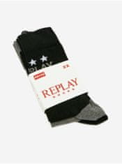 Replay Súprava dvoch párov pánskych ponožiek v šedej a čiernej farbe Replay 35-38