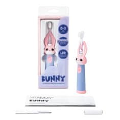 Vitammy Bunny Sonická zubná kefka pre deti s LED svetlom a nanovláknami, 0-3 roky, ružová