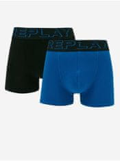 Replay Sada dvoch pánskych boxeriek v čiernej a modrej farbe Replay S