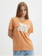 Pieces Oranžové tričko s potlačou Pieces Tamaris XS