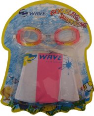 Wave Sada detskej plavecké okuliare + nafukovací kruh SET2102 ružová