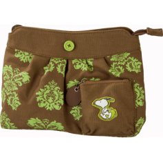 Snoopy kozmetická taška hnedo zelená