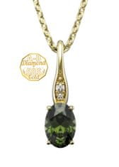 A-B A-B Zlatý prívesok Mandolina s pravými diamantmi 0,0183Ct a moldavitom oválneho tvaru jw-AUVD1123