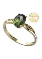 A-B A-B Zlatý prsteň Mandolina s pravými diamantmi 0,0366Ct a moldavitom oválneho tvaru jw-AUVD3123, 52 mm
