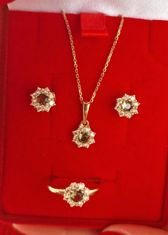 A-B A-B Zlaté náušnice Snowdrop s moldavitom a diamantmi Sl1-g 0,4080ct jw-AUVD2071-3