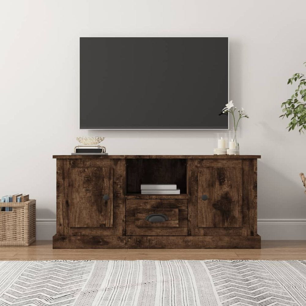 Vidaxl TV skrinka dymový dub 100x35,5x45 cm kompozitné drevo