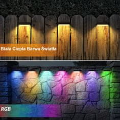 ECOLIGHT Solárne záhradné nástenné svietidlo LED RGB + Teplá biela