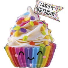 Grabo Fóliový balón Muffin farebný Happy Birthday 79cm