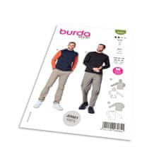 Burda Strih Burda 6064 - Pánske tričko s dlhým rukávom, mikina s kapucňou
