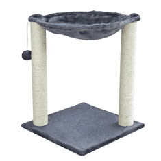 BB-Shop Tmavo šedý škrabací stĺpik pre mačky, strom pre mačky | Stojaca hojdacia sieť na sisalových stĺpikoch
