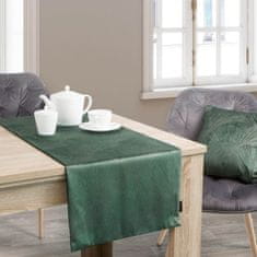 DESIGN 91 Behúň na stôl Goja, zelený s lesklým vzorom 40 x 140 cm