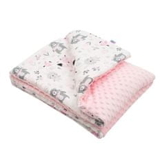 NEW BABY Detská deka z Minky s výplňou New Baby Medvedíkovia ružová 80x102 cm 