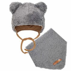 NEW BABY Zimná dojčenská čiapočka so šatkou na krk New Baby Teddy bear šedá 68 (4-6m)