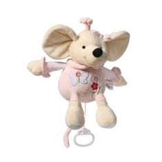 BABY ONO Plyšová hračka s hracím strojčekom Baby Ono Myška ružová 31cm 