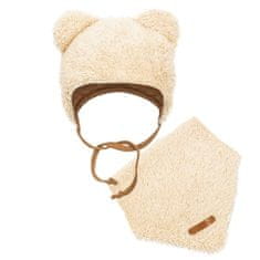 NEW BABY Zimná dojčenská čiapočka so šatkou na krk New Baby Teddy bear béžová 74 (6-9m)