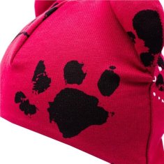 NEW BABY Dojčenská bavlnená čiapka s uškami New Baby Paw tmavo ružová 80 (9-12m)
