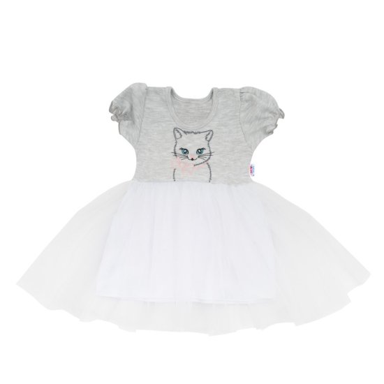 NEW BABY Dojčenské šatôčky s tylovou sukienkou New Baby Wonderful sivé 80 (9-12m)