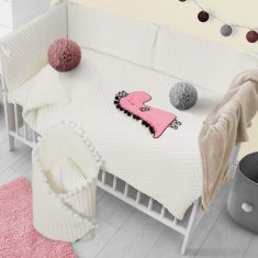 BELISIMA 6-dielne posteľné obliečky Belisima Dino 3D 90/120 smotanovo-ružové 
