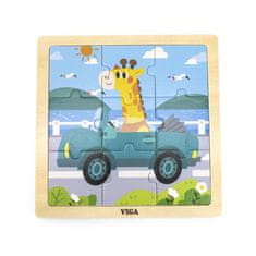 Viga Drevené puzzle pre najmenších Viga 9 ks Auto 