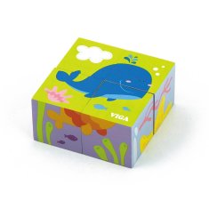 Viga Drevené puzzle kocky pre najmenších Viga Veľryba 