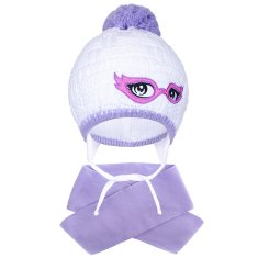 NEW BABY Zimná detská pletená čiapočka so šálom New Baby fialová 104 (3-4r)