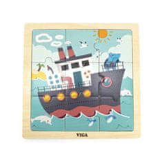 Viga Drevené puzzle pre najmenších Viga 9 ks Loď 