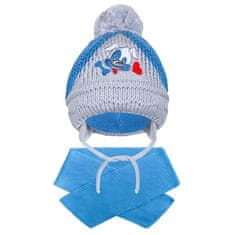NEW BABY Zimná detská čiapočka so šálom New Baby psík tmavo modrá 104 (3-4r)