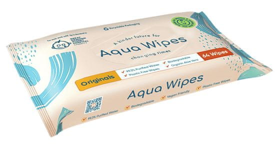 Aqua Wipes BIO Aloe Vera 100% rozložiteľné obrúsky, 99% vody, 64 ks