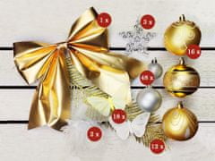 LAALU Sada vianočných ozdôb 136 ks v luxusnom boxe ŽIARIVÁ ELEGANCE na vianočné stromčeky 240-270 cm