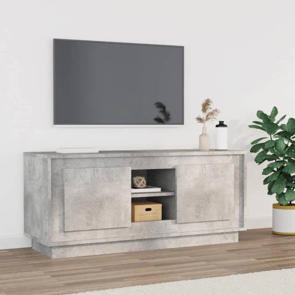 Vidaxl TV skrinka betónová sivá 102x35x45 cm spracované drevo