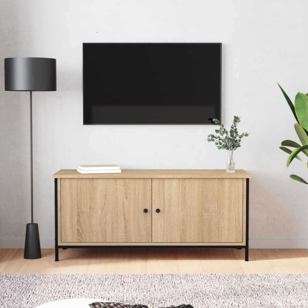 Vidaxl TV skrinka s dvierkami dub sonoma 102x35x45 cm kompozitné drevo