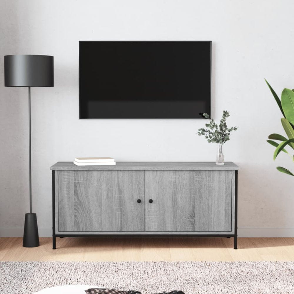Vidaxl TV skrinka s dvierkami sivá sonoma 102x35x45cm kompozitné drevo