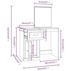 Vidaxl Toaletný stolík so zrkadlom betónový sivý 90x50x132,5 cm drevo