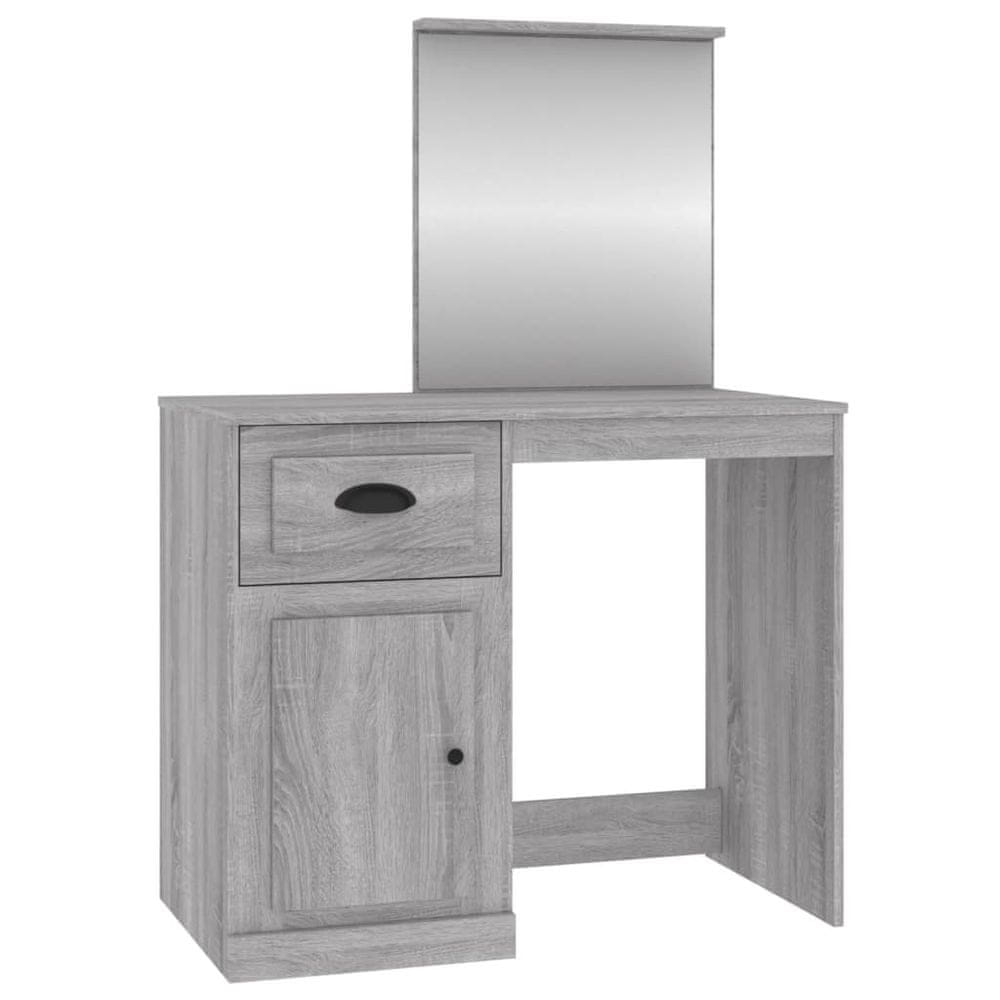 Vidaxl Toaletný stolík so zrkadlom sivý sonoma 90x50x132,5 cm drevo