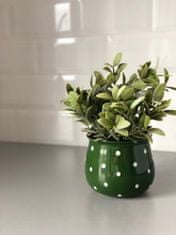 Polnix Bodkovaný keramický kvetináč 13 cm zelený