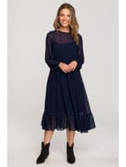 Style Stylove Dámske midi šaty Annada S319 temno modra L