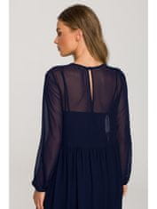 Style Stylove Dámske midi šaty Annada S319 temno modra L