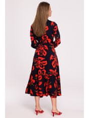 Style Dámske midi šaty Annafleur S307 čierno-červená S