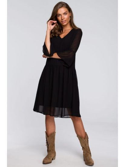 Style Stylove Dámske midi šaty Larad S236 čierna