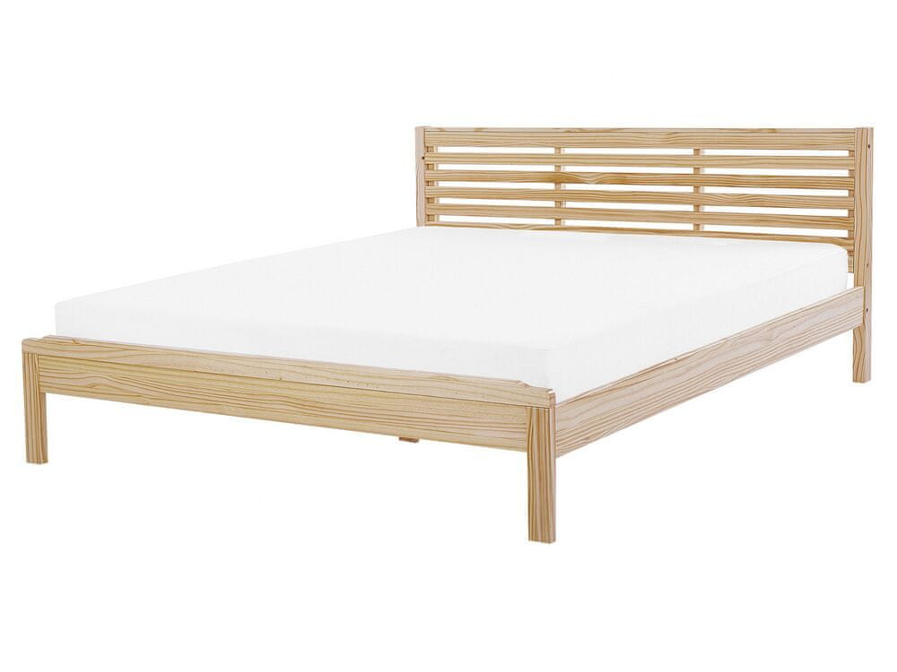 Beliani Drevená posteľ 160 x 200 cm svetlohnedá CARNAC