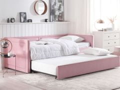 Beliani Zamatová posteľ 90 x 200 cm ružová MIMIZAN