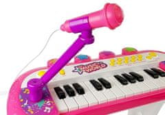 Lean-toys Klávesnica so statívom Stolička Mikrofón Zvukové svetlo Ružová