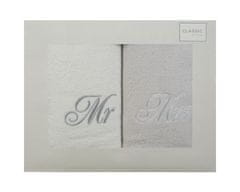 DESIGN 91 Darčekové balenie uterákov Mr & Mrs – biela, šedá 50 x 90 cm