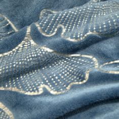 DESIGN 91 Jednofarebná deka s lesklým vzorom - Ginko modrá 150 x 200 cm