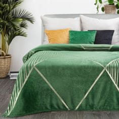 DESIGN 91 Jednofarebná deka s lesklým vzorom - Ginko 4 zelená 150 x 200 cm