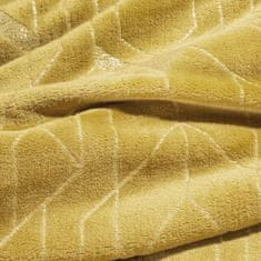 DESIGN 91 Jednofarebná deka s lesklým vzorom - Ginko 4 žltozlatá 150 x 200 cm