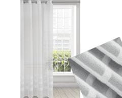 DESIGN 91 Hotová záclona s riasiacou páskou - Efil biela s 3 pásikmi 2,95 x 2,5 m