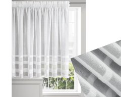 DESIGN 91 Hotová záclona s riasiacou páskou - Efil biela s 3 pásikmi 2,95 x 1,5 m