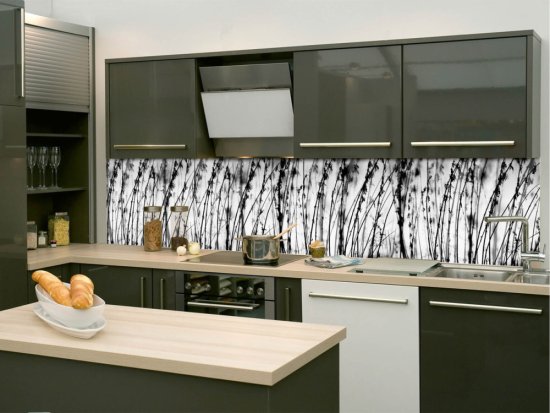 Dimex fototapety do kuchyne, samolepiace KI-260-137 Čiernobiela tráva 60 x 260 cm